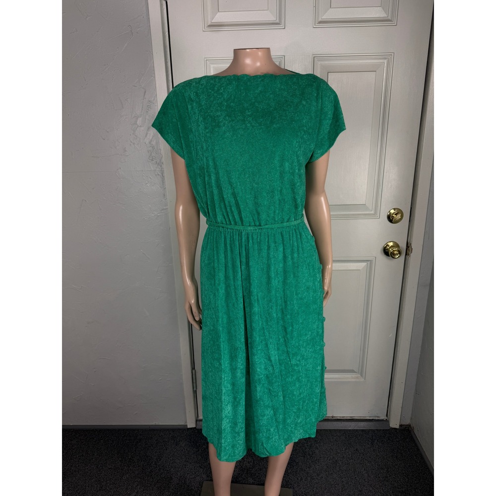 Vintage 70s Melissa Lane Dress 10 Terry Cloth Arnel Nylon Sleeveless I3-22
